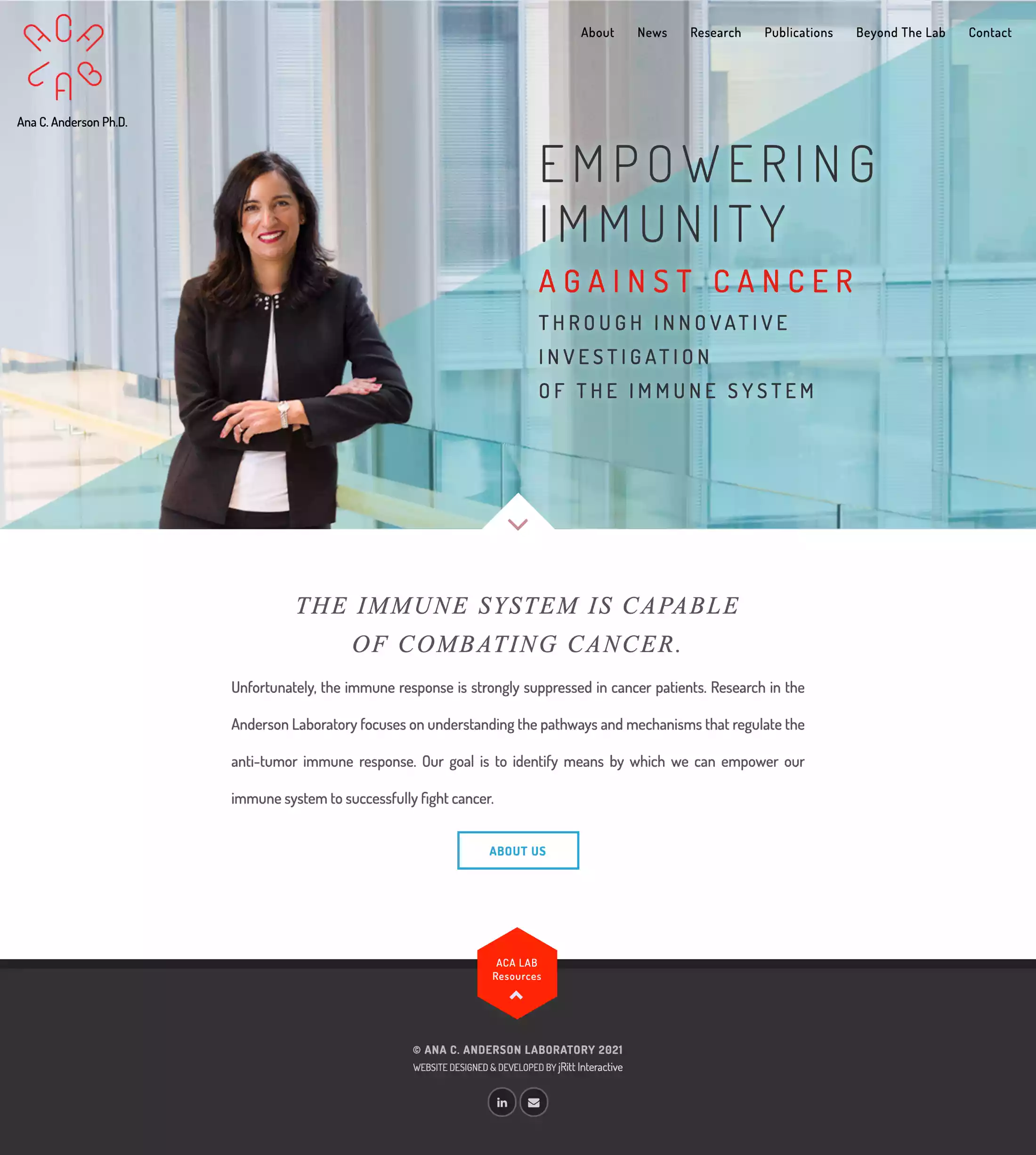Create a brand identity and website for Dr. Anderson's pioneering cancer research lab